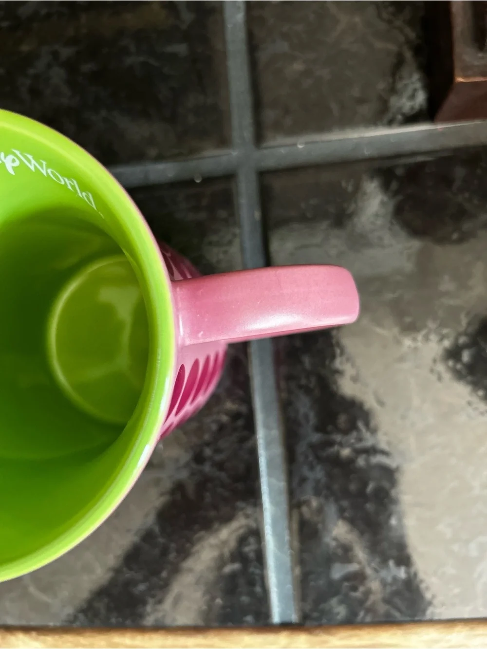 Walt Disney World Minnie Mouse Pink Polka Dot & Lime Green Mug Authentic